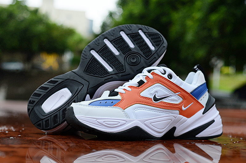 Women Nike Air M2K Tekno White Orange Blue Shoes - Click Image to Close